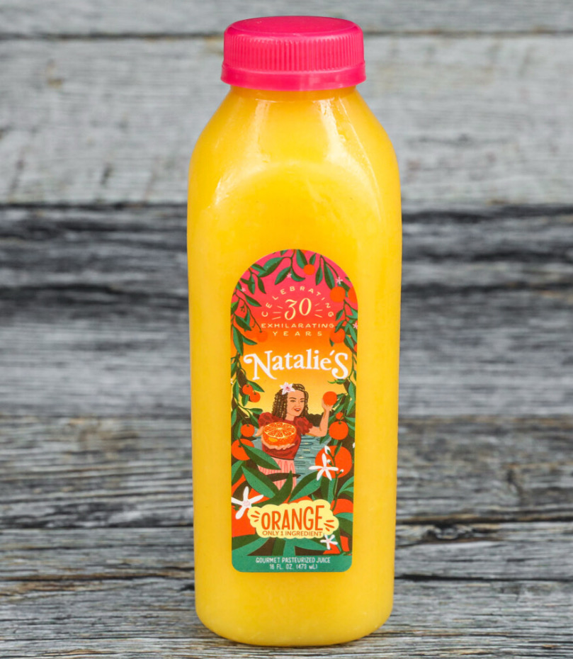 Bottle of Natalie's fresh orange juice